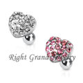 Chirurgischer Stahl 316L rosa-Multi Edelsteine Herz Ohr Tragus Piercing